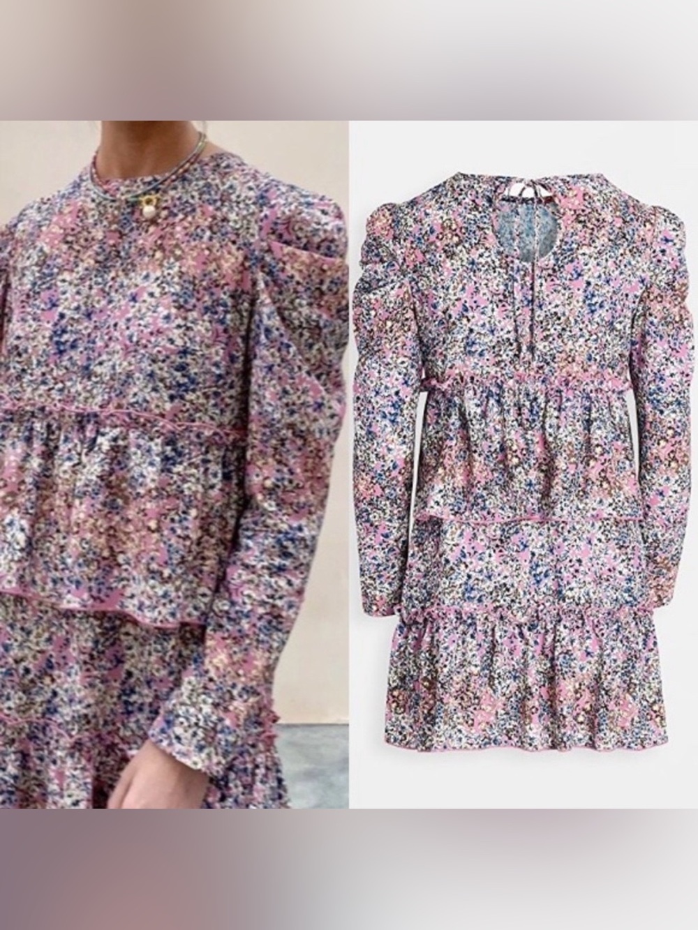 Never Fully Dressed Rara Pink Betsy Puff Long Sleeve Mini Dress Size 8